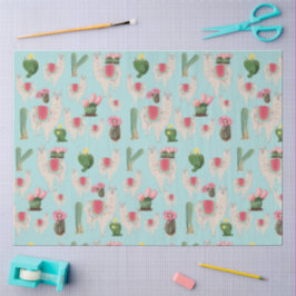 Niedliches Fiesta Llama & Cactus Pattern Seidenpapier