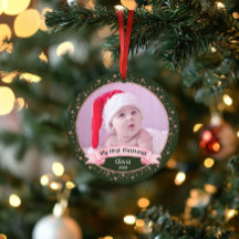 Niedliches First Christmas Baby Girl Zwei Foto Kee
