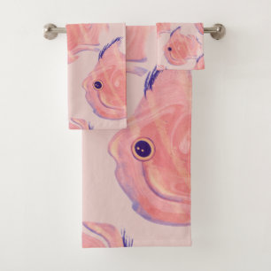 Niedliches Fisch Rosa Handtuch Badhandtuch Set