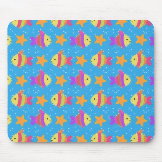 Niedliches Fisch- und Seeteufel-Muster Mousepad (Vorne)