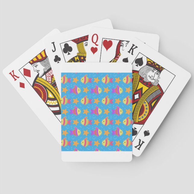 Niedliches Fisch- und Seeteufel-Muster Spielkarten (Rückseite)