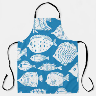 Niedliches Fisch Vintages Set. Dekorative Abbildun Schürze