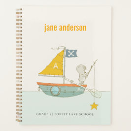 Niedliches Fischen Bären Star Sailboat Kids Monogr Planer