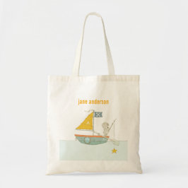 Niedliches Fischen Bären Star Sailboat Kids Monogr Tragetasche