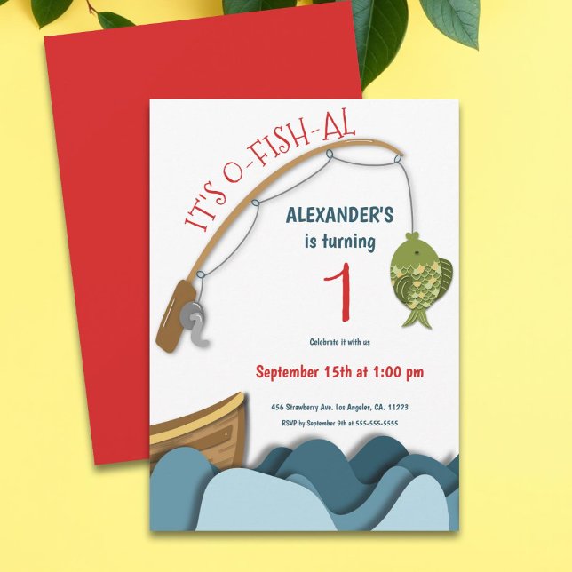 Niedliches Fischerboot erster Geburtstag Einladung (Von Creator hochgeladen)