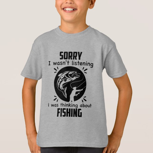niedliches Fischerwort Kunst Jungs T - Shirt (Vorderseite)