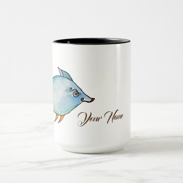 Niedliches Fischwasser Individuelle Name Tasse (Zentrum)