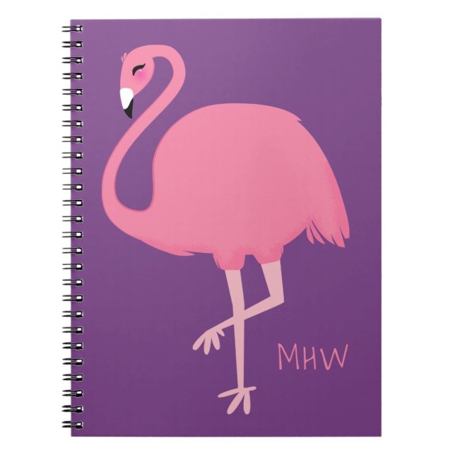 Niedliches Flamingo-benutzerdefiniertes Monogramm- Notizblock (Vorderseite)