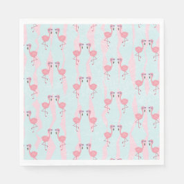 Niedliches Flamingo-Muster in rosa und grünem Part Serviette