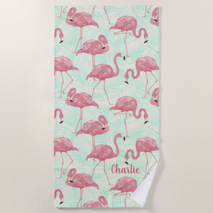 Niedliches Flamingo Muster individuelle Name Badet Strandtuch