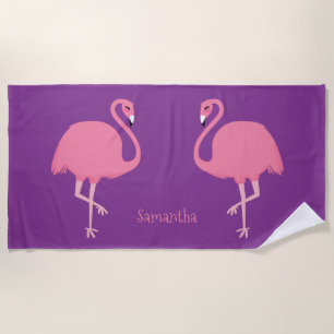 Niedliches Flamingos individuelle Name Badetuch