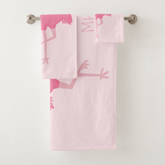 Niedliches Flamingos-Set Badhandtuch Set (Insitu)