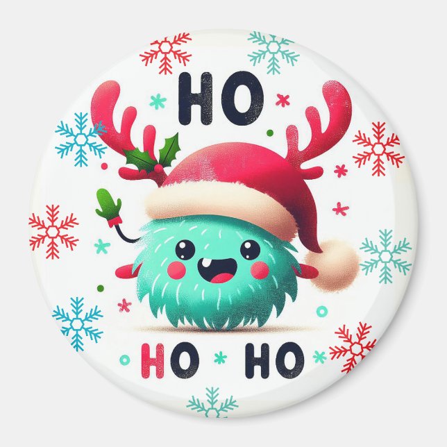 Niedliches flauschiges Weihnachtsmonster Magnet (Vorne)