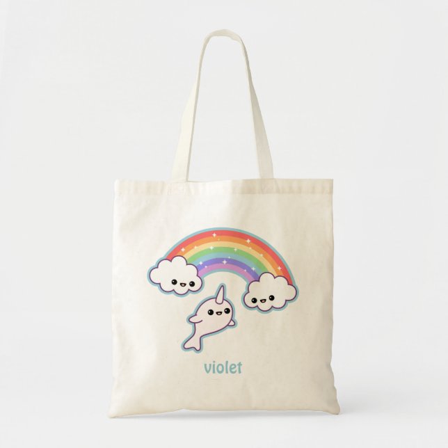 Niedliches fliegendes Narwhal Tragetasche (Vorne)