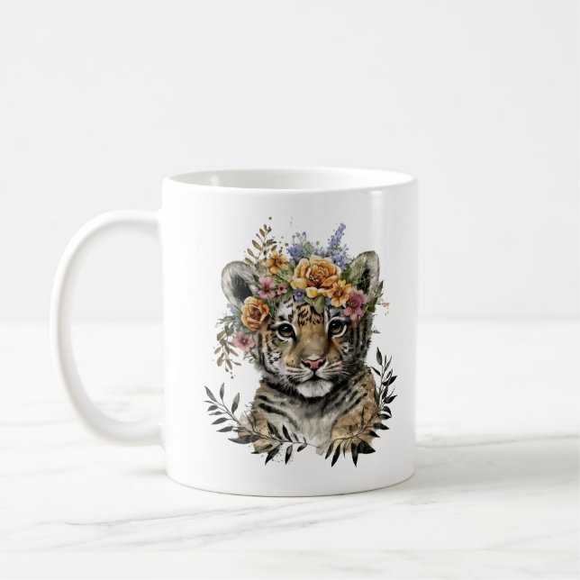 Niedliches Flora Baby Tiger Kaffeetasse (Links)