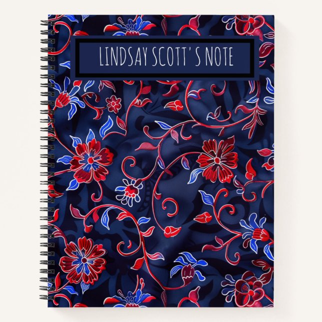 Niedliches floral benutzerdefiniertes Mit Monogram Notizbuch (Vorderseite)