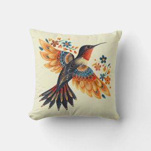 Niedliches Floral Hummingbird Throw Kissen