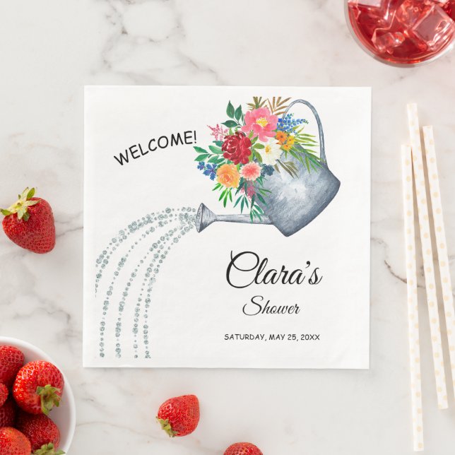 Niedliches Floral Watering kann Napkins duschen Serviette (Beispiel)