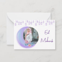 Niedliches florales Crescent Islamisches Eid Mubar Mitteilungskarte
