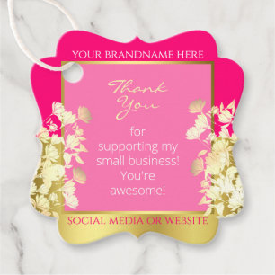 Niedliches florales Girly Pink mit Goldeffekt Viel Geschenkanhänger