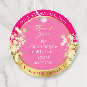 Niedliches florales Girly Pink mit Goldeffekt Viel Geschenkanhänger