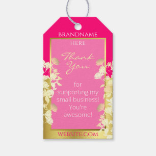 Niedliches florales Girly Pink mit Goldeffekt Viel Geschenkanhänger