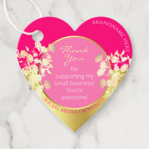 Niedliches florales Girly Pink mit Goldeffekt Viel Geschenkanhänger