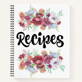 Niedliches florales Grenzrezept Notizbuch