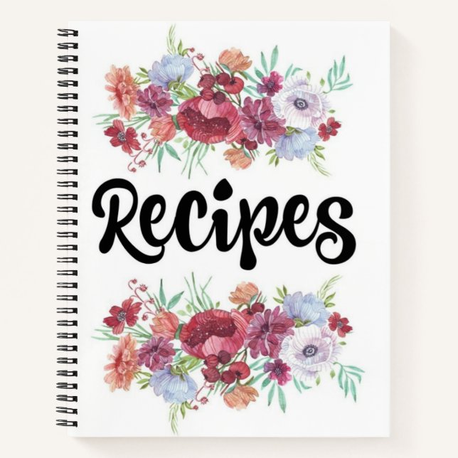 Niedliches florales Grenzrezept Notizbuch (Vorderseite)