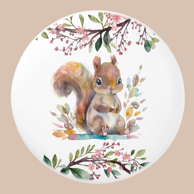 Niedliches florales Holz Eichhörnchendekor Kinderz Keramikknauf (Von Creator hochgeladen)