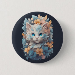 Niedliches, florales Katzenplash Button