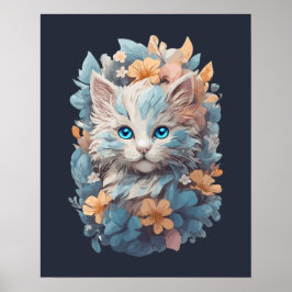 Niedliches, florales Katzenplash Poster