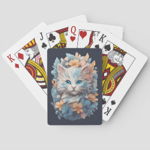 Niedliches, florales Katzenplash Spielkarten
