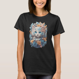 Niedliches, florales Katzenplash T-Shirt