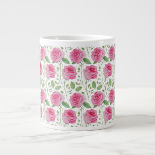 Niedliches, florales/Rose wiederholendes Muster Jumbo-Tasse