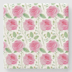 Niedliches, florales/Rose wiederholendes Muster Steinuntersetzer