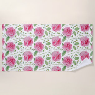 Niedliches, florales/Rose wiederholendes Muster Strandtuch