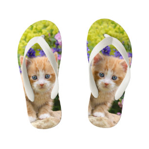 Niedliches Fluffy Ginger Baby Cat Kitten Pet Foto  Kinderbadesandalen