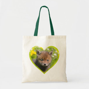 Niedliches Fluffy Red Fox Cub Wild Baby Animal Hea Tragetasche