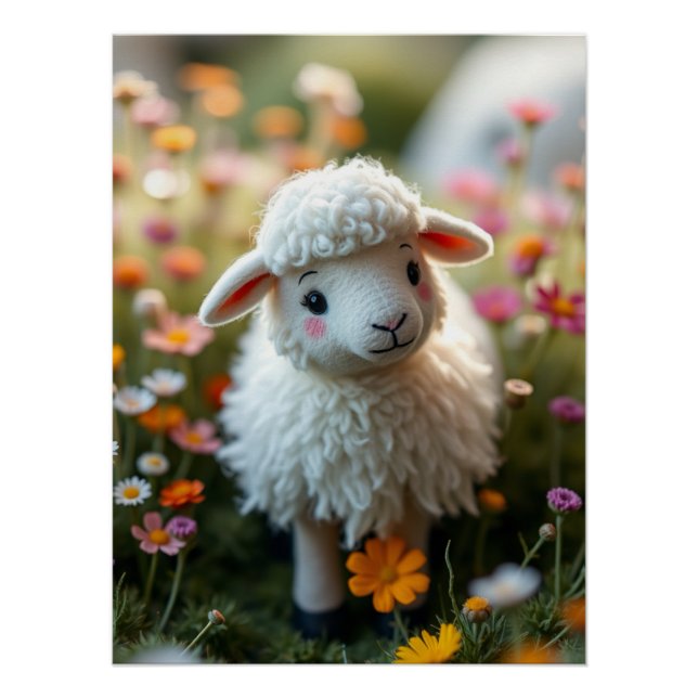 Niedliches Fluffy Sheep Poster (Vorderseite)