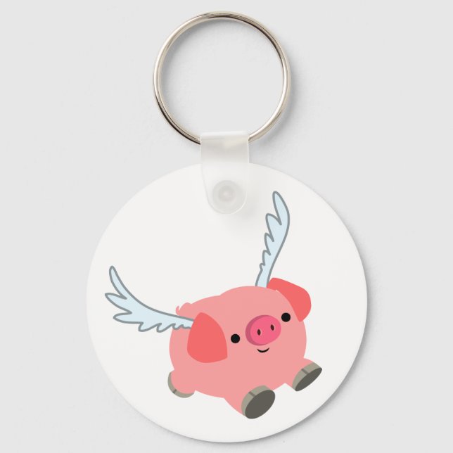 Niedliches Flügelfleisch Cartoon Pig Schlüsselanhänger (Vorderseite)