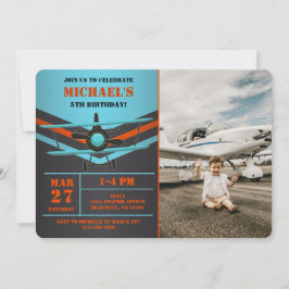 Niedliches Flugzeug Luftfahrzeug Kinder Foto Gebur Einladung