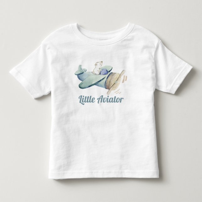 Niedliches Flugzeug mit kleinem Aviator Kleinkind T-shirt (Vorderseite)