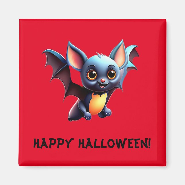 Niedliches Flying Bat | Frohe Halloween Magnet (Vorne)