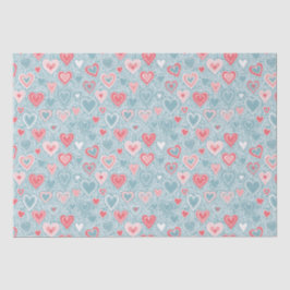 Niedliches Folk Floral Heart Dusty Blue Pink Babyd Seidenpapier