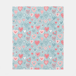 Niedliches Folkloreherz Dusty Blue Blush Pink Girl Fleecedecke