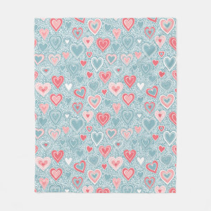 Niedliches Folkloreherz Dusty Blue Blush Pink Girl Fleecedecke