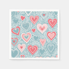 Niedliches Folkloreherz Dusty Blue Blush Pink Girl Serviette