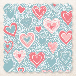 Niedliches Folkloreherz Dusty Blue Blush Pink Girl Untersetzer