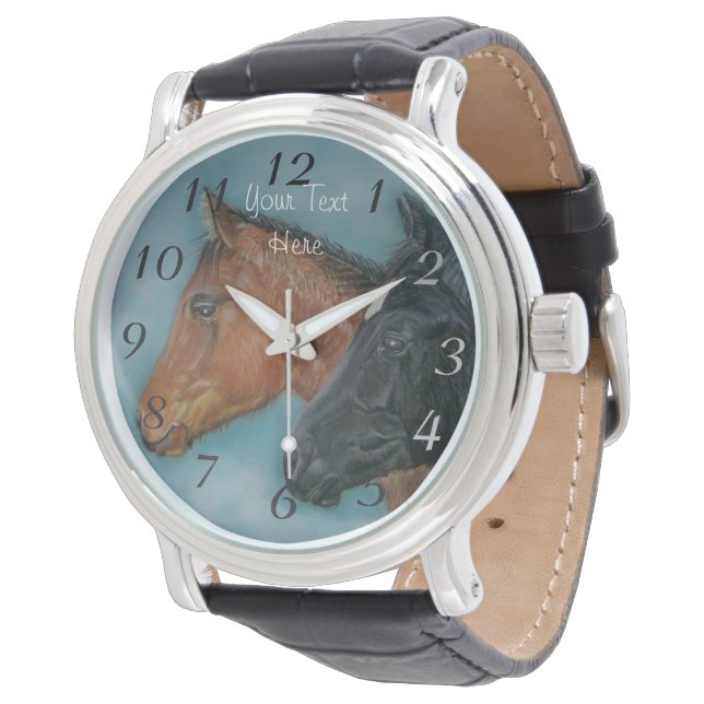 niedliches Forellepferd Armbanduhr (Schrägansicht)